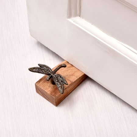 Dragon Fly Design Iron Wooden Door Stopper